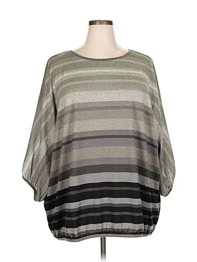 Pre-owned Assorted Brands 3/4 Sleeve Top Gray Boatneck Tops