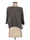 Assorted Brands 3/4 Sleeve Top Gray Boatneck Tops In Gray
