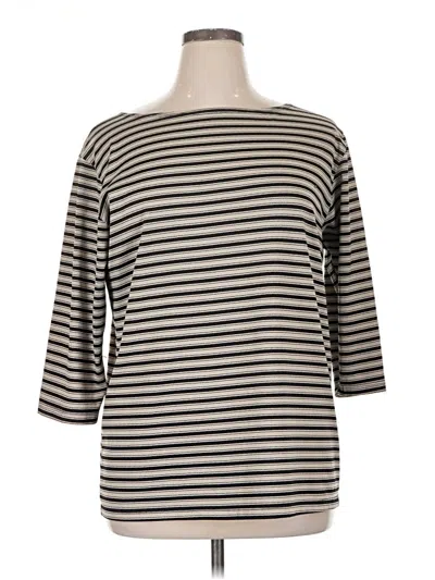 Pre-owned Assorted Brands 3/4 Sleeve Top Gray Stripes Pattern Boatneck Tops