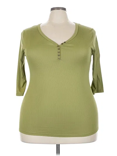 Pre-owned Assorted Brands 3/4 Sleeve Top Green Scoop Neck Tops