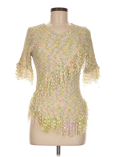 Pre-owned Assorted Brands 3/4 Sleeve Top Green Sweetheart Neckline Tops