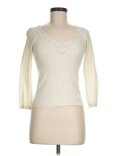 Pre-owned Assorted Brands 3/4 Sleeve Top Ivory Open Neckline Tops In White