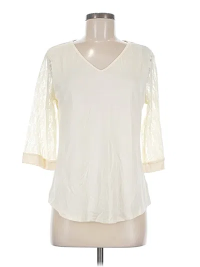 Assorted Brands 3/4 Sleeve Top Ivory V-neck Tops