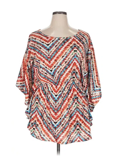 Pre-owned Assorted Brands 3/4 Sleeve Top Orange Cold Shoulder Neckline Tops
