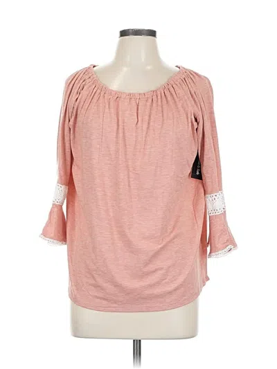Assorted Brands 3/4 Sleeve Top Pink Cold Shoulder Neckline Tops