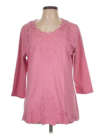 Pre-owned Assorted Brands 3/4 Sleeve Top Pink Sweetheart Neckline Tops