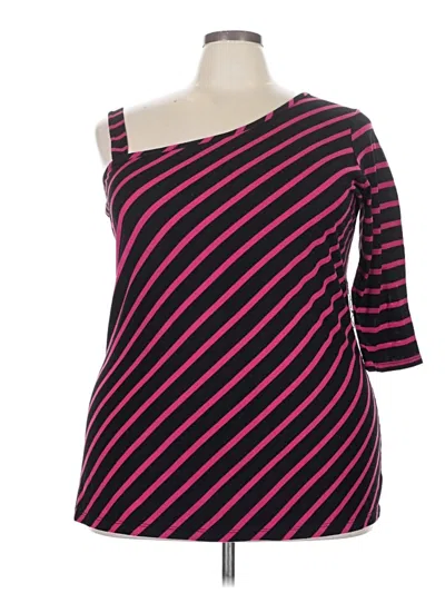 Pre-owned Assorted Brands 3/4 Sleeve Top Purple One Shoulder Neckline Tops