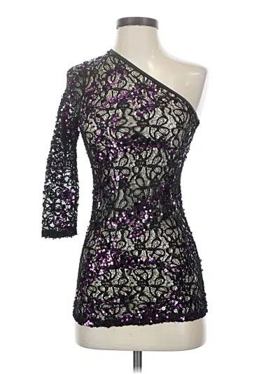 Pre-owned Assorted Brands 3/4 Sleeve Top Purple One Shoulder Neckline Tops