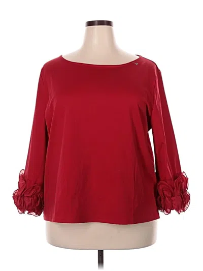 Pre-owned Assorted Brands 3/4 Sleeve Top Red Boatneck Tops