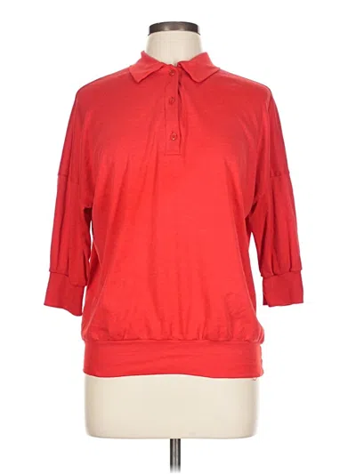 Pre-owned Assorted Brands 3/4 Sleeve Top Red Collared Neckline Tops