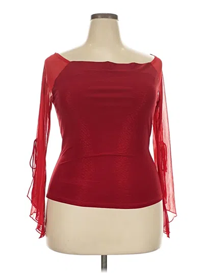 Pre-owned Assorted Brands 3/4 Sleeve Top Red One Shoulder Neckline Tops