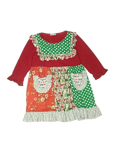 Pre-owned Assorted Brands Kids' 3/4 Sleeve Top Red Ruffles Neckline Tops