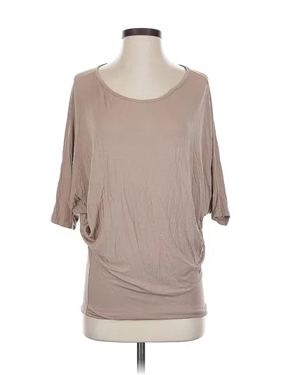 Pre-owned Assorted Brands 3/4 Sleeve Top Tan Scoop Neck Tops In Brown