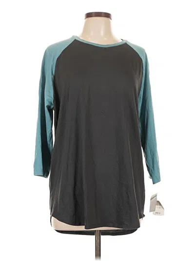 Assorted Brands 3/4 Sleeve Top Teal Color Block Pattern Crew Neck Tops In Blue