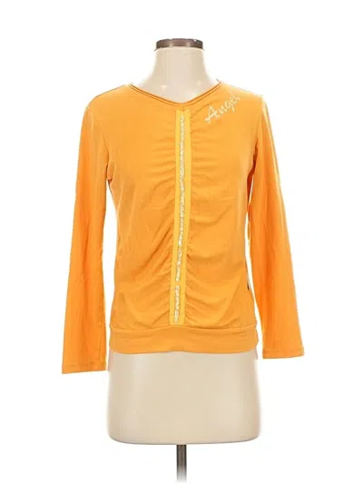 Pre-owned Assorted Brands 3/4 Sleeve Top Yellow Sweetheart Neckline Tops