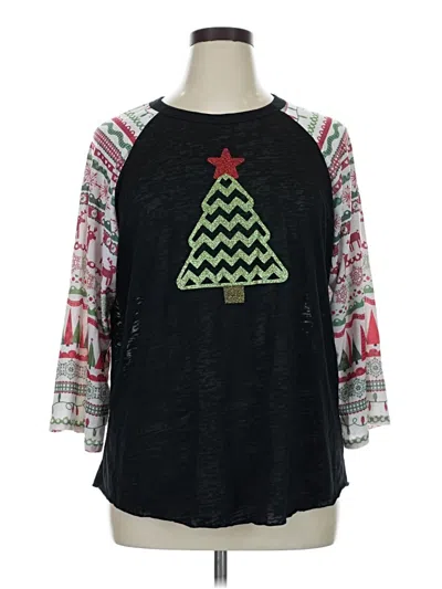 Pre-owned Assorted Brands 3/4 Sleeve T-shirt In Black