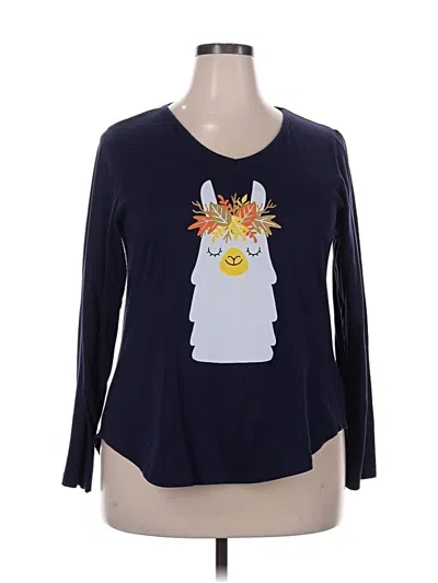 Pre-owned Assorted Brands 3/4 Sleeve T-shirt In Blue