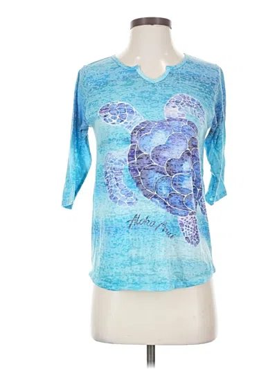 Pre-owned Assorted Brands 3/4 Sleeve T-shirt In Blue