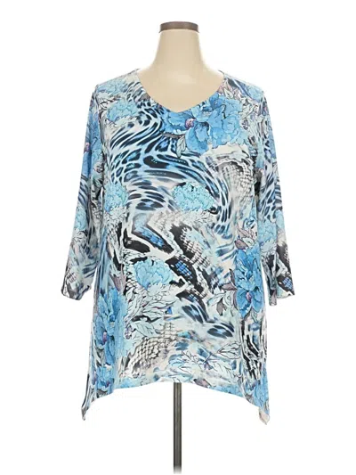 Pre-owned Assorted Brands 3/4 Sleeve T-shirt In Blue