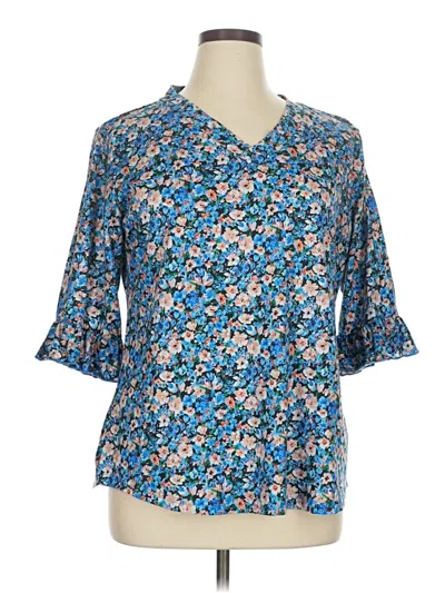 Pre-owned Assorted Brands 3/4 Sleeve T-shirt In Blue