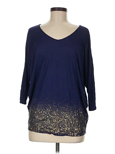 Pre-owned Assorted Brands 3/4 Sleeve T-shirt In Blue