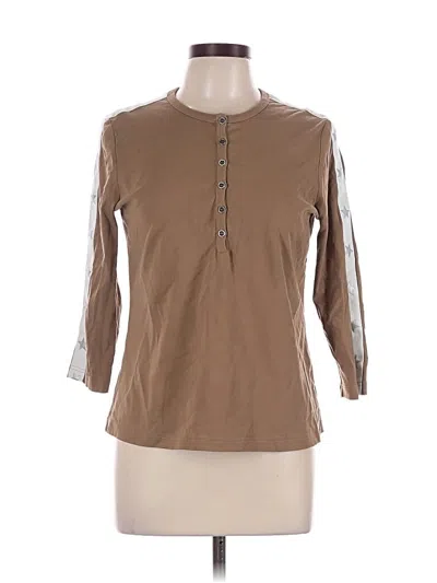 Pre-owned Assorted Brands 3/4 Sleeve T-shirt In Brown