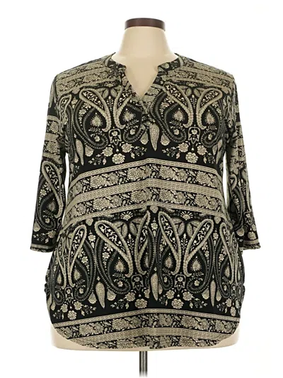 Pre-owned Assorted Brands 3/4 Sleeve T-shirt In Brown