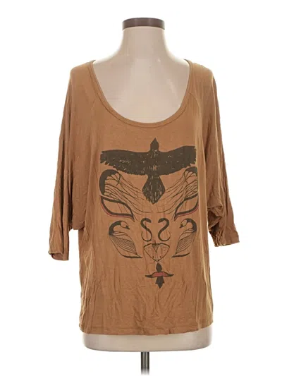 Pre-owned Assorted Brands 3/4 Sleeve T-shirt In Brown