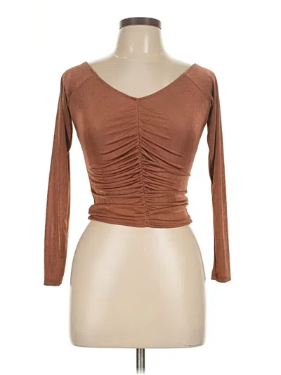 Pre-owned Assorted Brands 3/4 Sleeve T-shirt In Brown