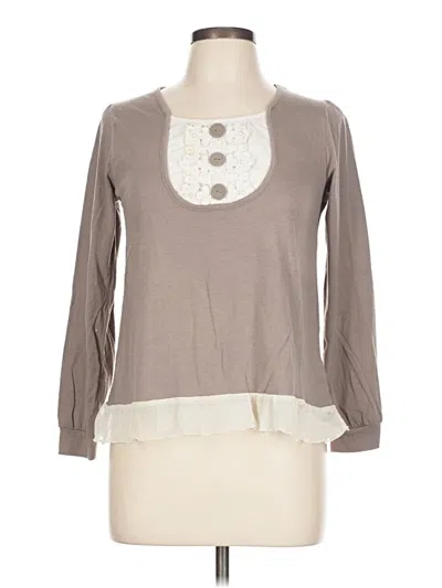 Pre-owned Assorted Brands 3/4 Sleeve T-shirt In Brown