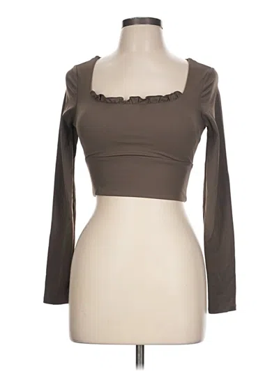 Pre-owned Assorted Brands 3/4 Sleeve T-shirt In Brown