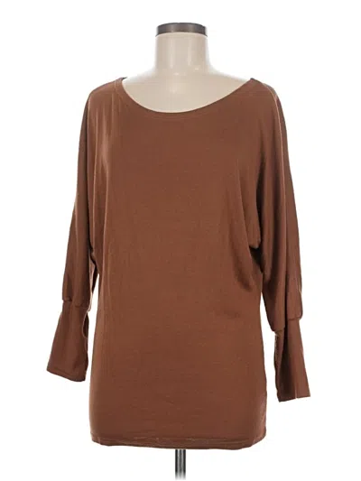 Pre-owned Assorted Brands 3/4 Sleeve T-shirt In Brown