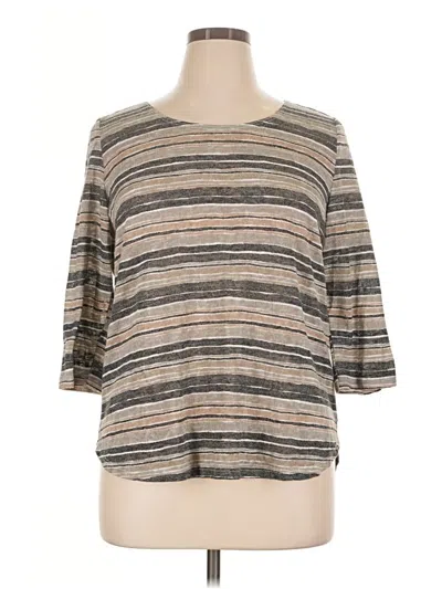 Pre-owned Assorted Brands 3/4 Sleeve T-shirt In Brown