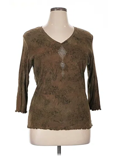 Pre-owned Assorted Brands 3/4 Sleeve T-shirt In Brown