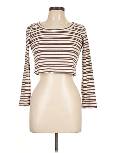 Pre-owned Assorted Brands 3/4 Sleeve T-shirt In Brown