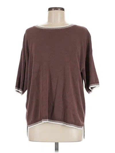 Pre-owned Assorted Brands 3/4 Sleeve T-shirt In Brown