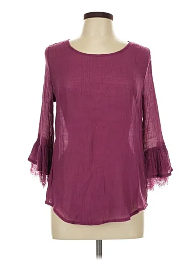 Pre-owned Assorted Brands 3/4 Sleeve T-shirt In Burgundy