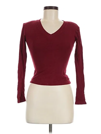 Pre-owned Assorted Brands 3/4 Sleeve T-shirt In Burgundy