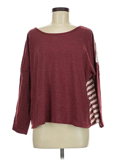 Pre-owned Assorted Brands 3/4 Sleeve T-shirt In Burgundy