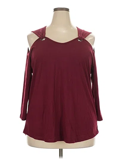 Pre-owned Assorted Brands 3/4 Sleeve T-shirt In Burgundy