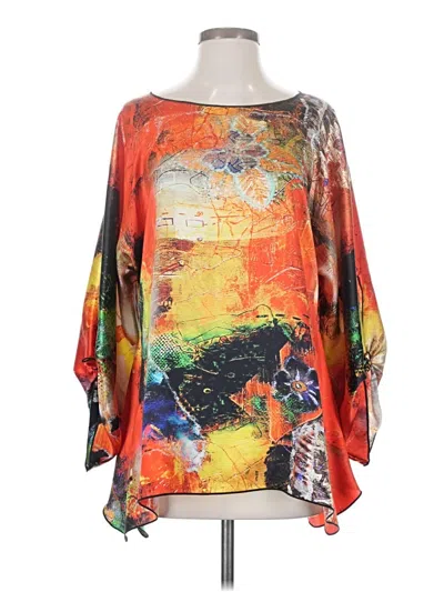 Pre-owned Assorted Brands 3/4 Sleeve T-shirt In Orange