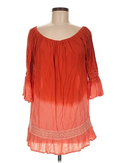 Pre-owned Assorted Brands 3/4 Sleeve T-shirt In Orange