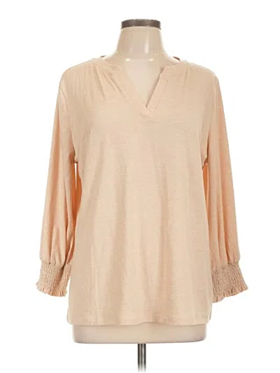 Pre-owned Assorted Brands 3/4 Sleeve T-shirt In Tan