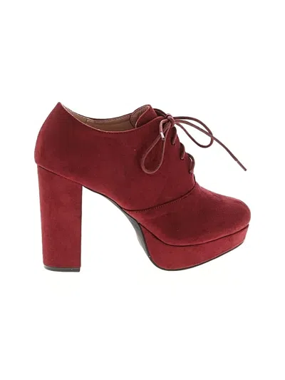 Pre-owned Assorted Brands Ankle Boots In Burgundy