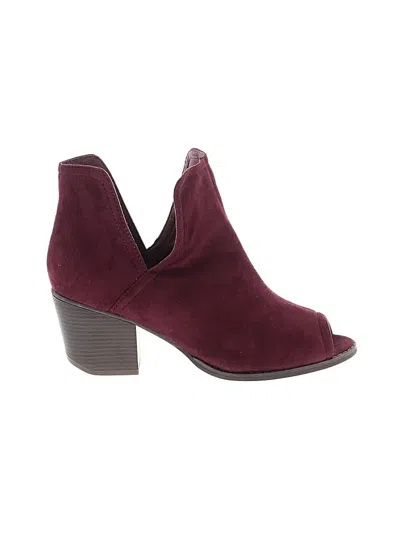 Pre-owned Assorted Brands Ankle Boots In Burgundy