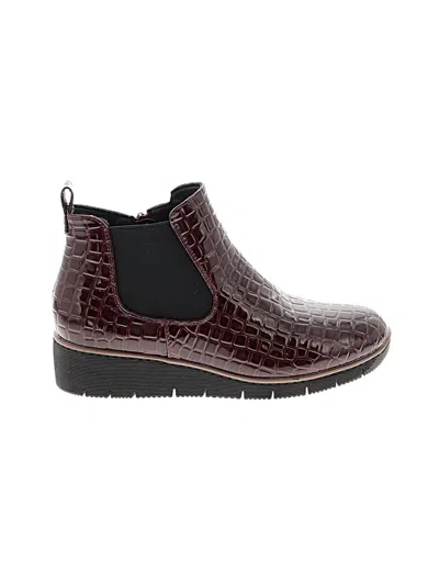 Pre-owned Assorted Brands Ankle Boots In Burgundy