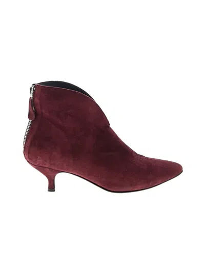 Pre-owned Assorted Brands Ankle Boots In Burgundy