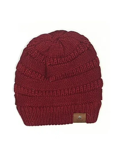 Pre-owned Assorted Brands Beanie Hat In Burgundy