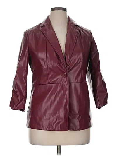 Pre-owned Assorted Brands Blazer Jacket In Burgundy