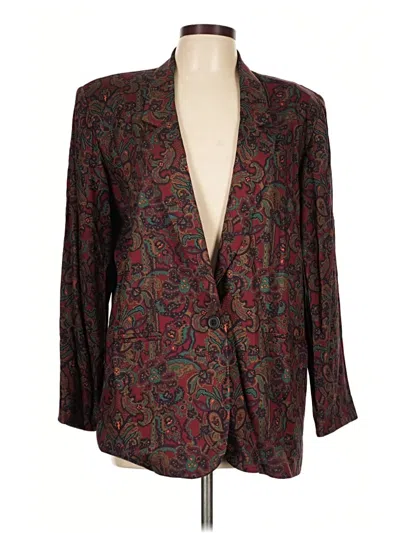 Pre-owned Assorted Brands Blazer Jacket In Burgundy